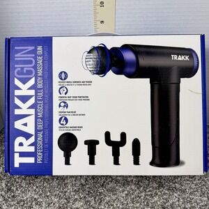 TRAKK Deep Tissue Handheld Massage Gun Therapy w/ 4 Speeds & Attachments